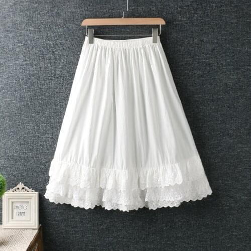 6 colors-- Japanese style lace ruffles hem wide lolita mori girl skirt cotton kawaii skirt saia