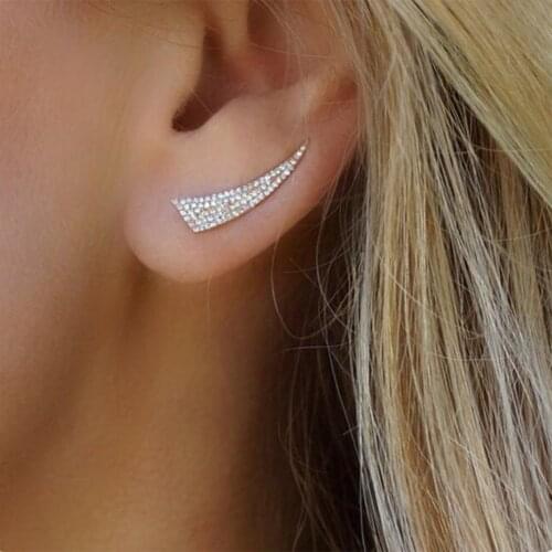 Hot Sale 1 Pair Full Crystal Ear Stud Earrings Simple knife Shape Earring Fashion Jewelry For Women Girls #229333