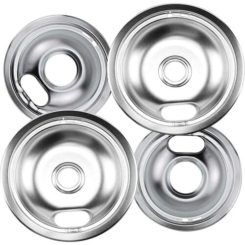 Range Drip Pans 6 inch W10196406 and 8 inch W10196405 Set Compatible for Whirlpool W10278125 W10196405 W10196406