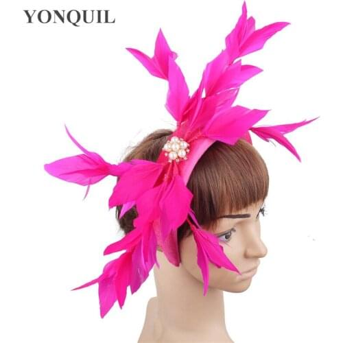 Fancy Feather Fashion Hair Band Bride Wedding Fascinators Hats Headwear Hat Elegant Ladies New Cocktail Hair Accessories Women
