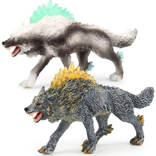 New Simulation Mythical Animal Model Toy Snow Wolf Model Ornaments Childrens Collection Gift Toys