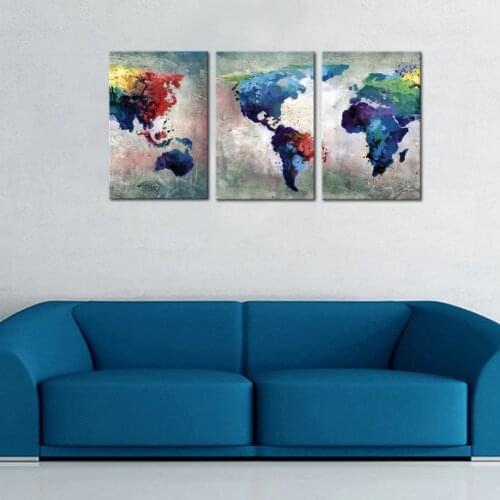New Modern Abstract Oil Painting World Map Canvas Art Wall Decor Canvas Painting Print Wall Art Poster Vintage
