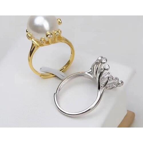 New Arrival 925 Sterling Silver Adjustable Ring Settings Findings Mountings Parts for Pearl Corals Jade Crystal, 5pcs/lot