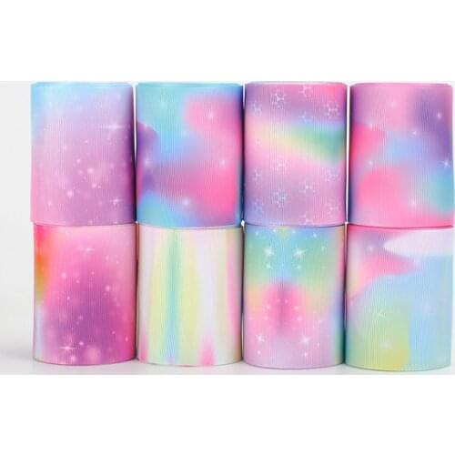 New Random set 5/10yards 3'' 75mm Gradient color printed grosgrain ribbon,each is 1y/2yds