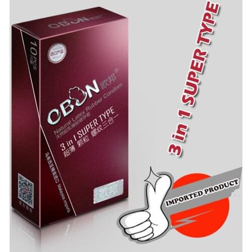 OBON3 in 1 threaded particle condom ultra-thin condom sex products natural latex rubber private items Malaysian imported penis c