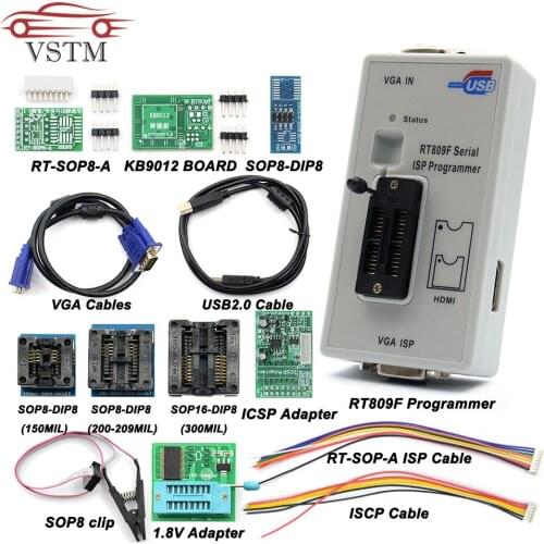 Free Shipping RT809F Serial ISP Programmer with 11 adapters +1.8v adapter+SOP8 test clip Best Quality