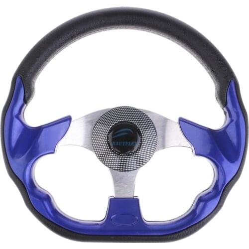 320mm Battle Style Aluminum Alloy 3 Spoke 3/4'' Boat Steering Wheel Marine Yacht Pontoon Boat Wheel & Soft Grip Center Cap