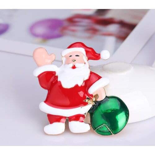 Merry Christmas Cute Santa Claus Brooches for Women Enamel Brooch Pins Jewelry Accessories
