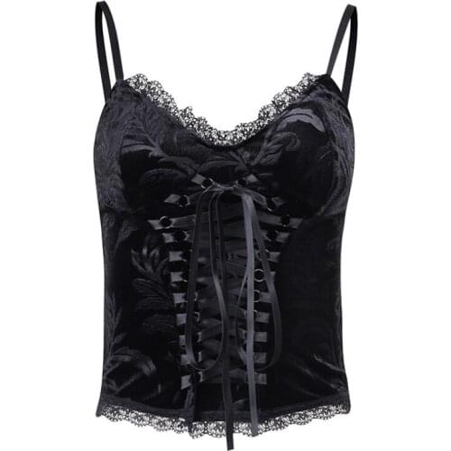 Sexy lace retro corn eyelet tie camisole women