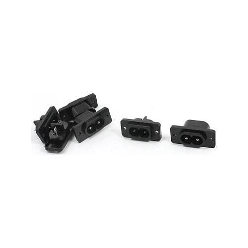 6pcs AC 250V 2.5A 2 Pins IEC320 C8 Inlet Male Power Plug Socket Black