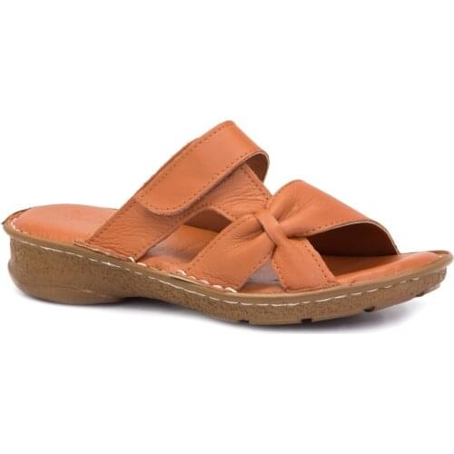 Gedikpasalı Hms 250 Tan Women 'S 2021 Summer Slippers Orthopedic Genuine Cow Leather Business Lift Padding Daily Casual Use Hiking