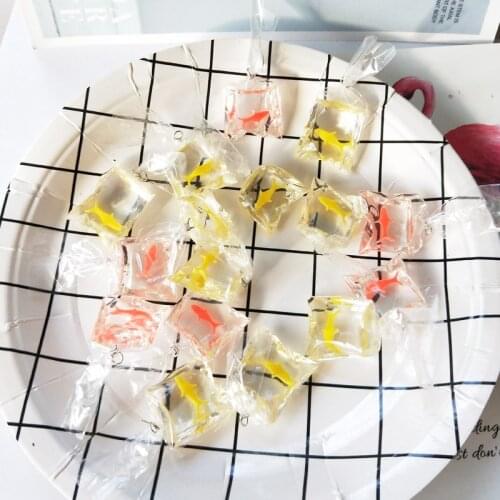 10pcs/pack transparent goldfish resin fish Charms Pendants for Decoration Bracelets Necklace Earring KeyChain Jewelry Making