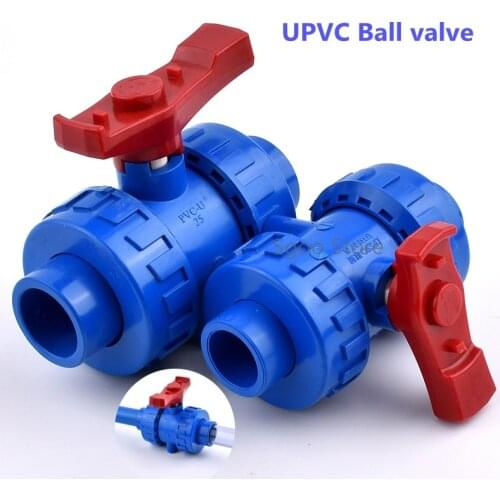 1pc I.D 20~63mm UPVC Union Ball Valve Fish Tank Aquarium Plastic Valve Water Treatment Garden Irrigation Accessories PVC Valve