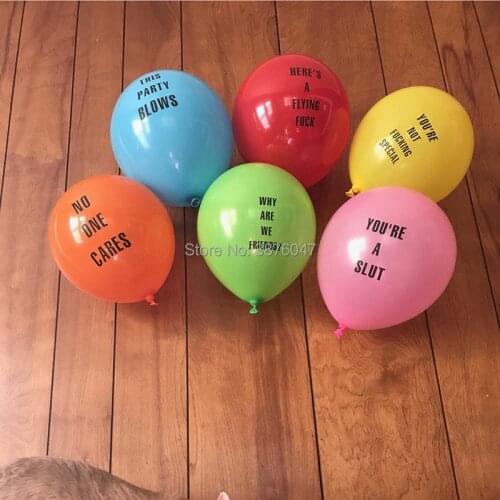 12pcs/lot abusive balloons offensive balls for bachelorette party insulting helium ballon no one cares this party blows ballons