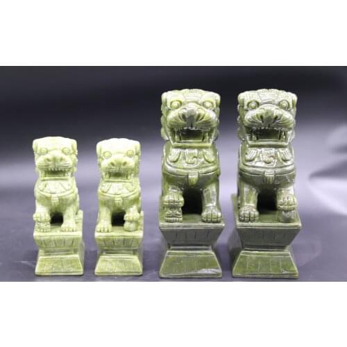 2PCS(get pair ) AAA Natural green jade Lion Dance living room decoration reiki jade crystal specimen Chinese Feng shui Natural s