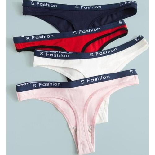 3Pcs/Lot Womens Cotton G-String Ladies Low-Rise Thong Panties String Underwear Women Briefs Sexy Lingerie Letter Pants Intimate