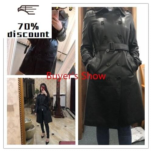 300% Real Sheepskin Coat Female Streetwear Long Down Coats Autumn Winter Jacket Women Genuine Leather Jackets MY3733