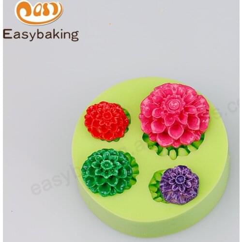 4 Cavity Peony flower fondant cake mold silicone mold fondant cake decorating tools fondant gumpaste cake decoration mold