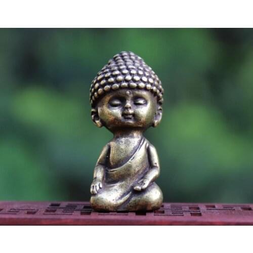 5 CM Tibetan Buddhism 100% Pure Bronze Meditation Shakyamuni Tathagata Buddha Sit Statue Mini monk pocket Buddha small statue