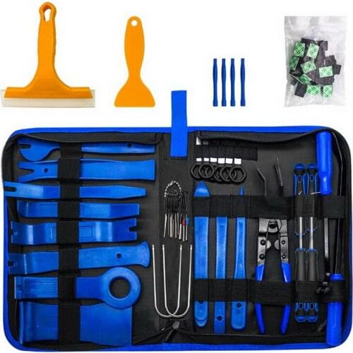 63pcs/Set Car Audio Repair Tools Kit Car Styling Auto Trim Removal Door Panel Window Molding Upholstery Fastener Clip Blue Color