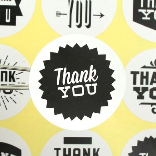 90pcs/10 sheets Creative Round White Thank You Stickers Handmade Paper Stickers For Wedding Gifts Cake Baking Lables Sticker