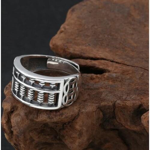 925 Sterling Silver abacus mens Ring Rings Jewelry A5783