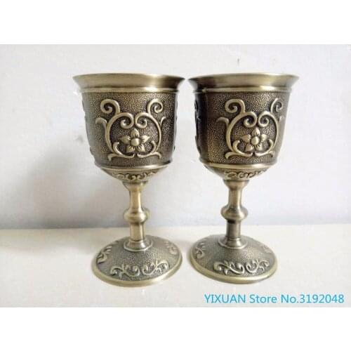 Archaize European practical cup, old hand made pure copper cup, water cup carving handicraft. A pair of more than one sale, size