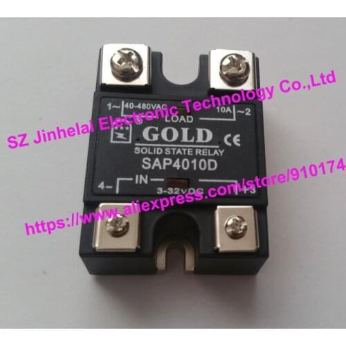 Authentic original SAP4010D GOLD Single-phase solid state relay DC control AC 10A 3-32VDC 40-480VAC