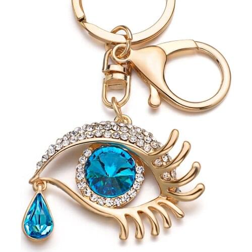 Dormon Unique Eye Tear Drop Key Chains Rings Holder Big Blue Angel Eyes Bag Pendant Keyrings KeyChains For Car DK294
