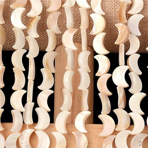 8x12mm Moon Shape White Natural Mother Of Pearl Shell Beads For DIY Bracelet Necklace Charm Jewelry Accessories