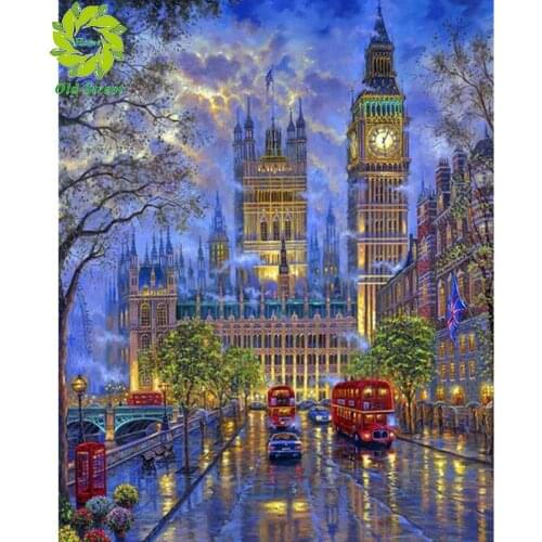 DIY 5D Diamond Painting City Street Scenery Diamond Embroidery Cross Stitch Kits Crafts Rhinestones Mosaic Landscape Home Decor