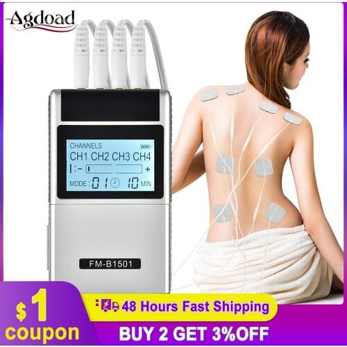 15 Modes Electric Pulse Massager 4 Output EMS Nerve Muscle Stimulator Low Frequency Physiotherapy Treatment Tens Machine