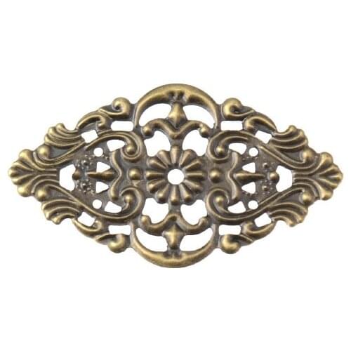 Free shipping 5Pcs Filigree Wraps Connectors Metal Crafts Decoration DIY Findings Ancient Bronze Pattern Hollow 32x 55mm F0431