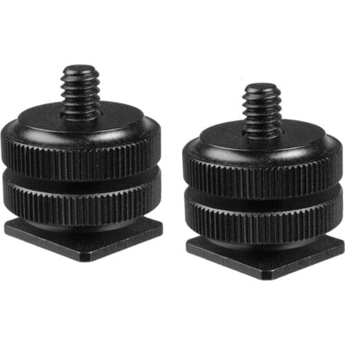 Hot Shoe to 1/4 Adapter, Camera Hot Shoe Mount Adapter, Flash Shoe to 1/4"-20 Male Post Adapter with Locking Disk (2 Packs)