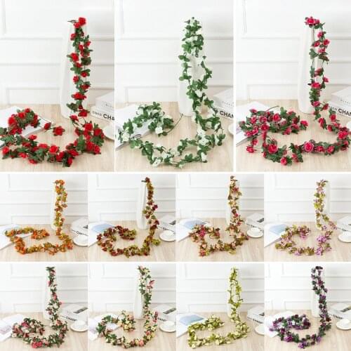 45 Flowers 8Ft Artificial Silk Rose Garland Flower Hanging Garland Wedding Party Home Garden Decorationaaaaaaaaaaaaaaaaaaa