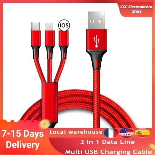 Data Line Multi Charging Cable 3 In 1 For Android/IOS/Type-C Mobile Phone USB One Dragging Three Data Charge Cable