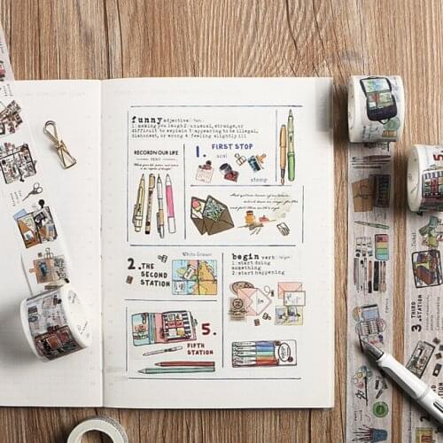 Stationery On The Pencil Bag Washi Tape Adhesive Tape DIY Scrapbooking Sticker Label Masking Tape