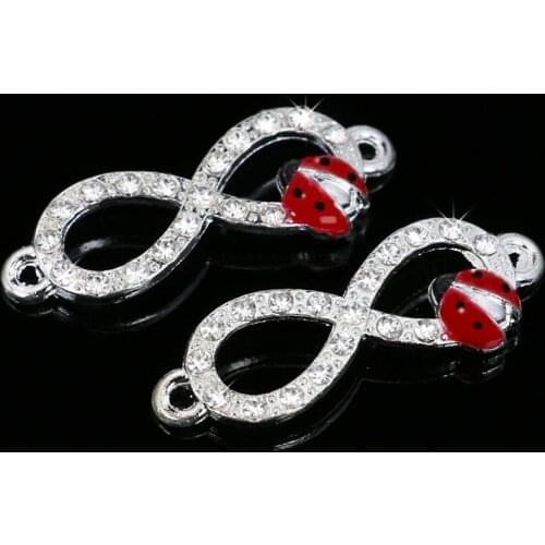 KJjewel Silver Plated Enamel Infinity Connector Pendants for Jewelry Making Accessories Craft DIY Handmade Jewelry Findings 6pcs