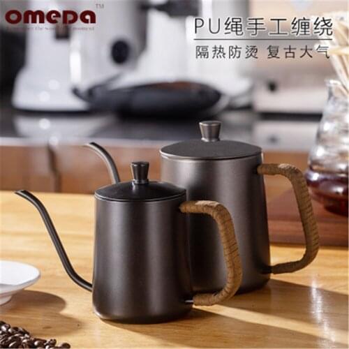 Gooseneck Thin Mouth Coffee Kettle Pot With Lid Home Kitchen Stainless Steel Long Spout Hand Punch Coffee Pot Teapot Non-Stick