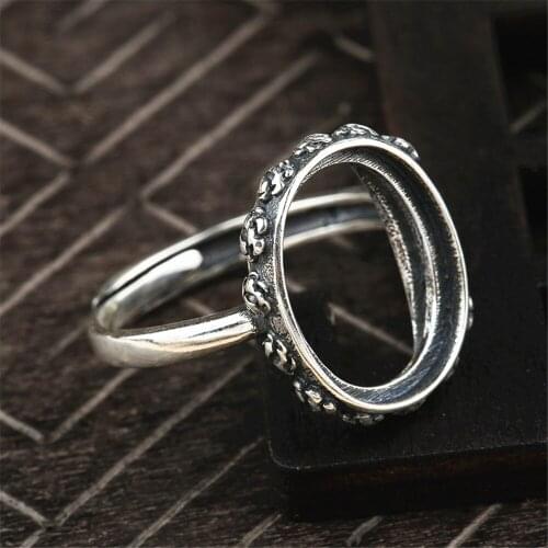 Ring Setting for 12x15mm Oval Cabochons Ring Blank Thai Sterling Silver Adjustable Band Ring Base JZ0032