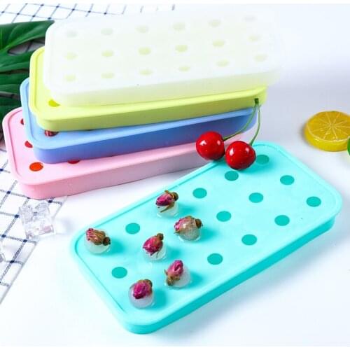 Creative 18 Grid Ice Cream Mold Silica Gel Ice Box Kitchen Bar Homemade Frozen Ice Hockey Ball DIY Jelly Healthy Ice Moulds