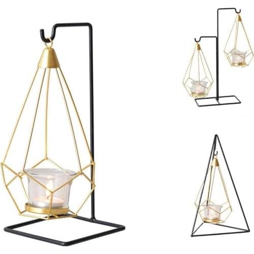 Creative Decoration Candle Holder Romantic Table Ornament Nordic Style Geometric Wrought Iron Candlestick Home Crafts Ornaments