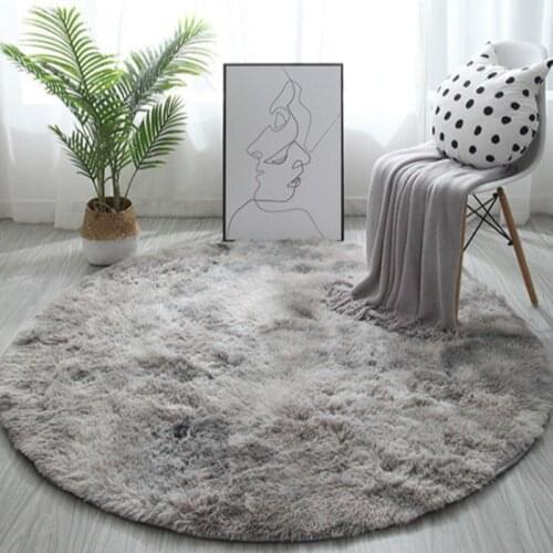 Round Plush Carpet Plush Tie Dyed Gradient Rugs For Living Room Fluffy Thick Rug Carpet Home Decor Soft Rugs Anti-Slip Floor Mat