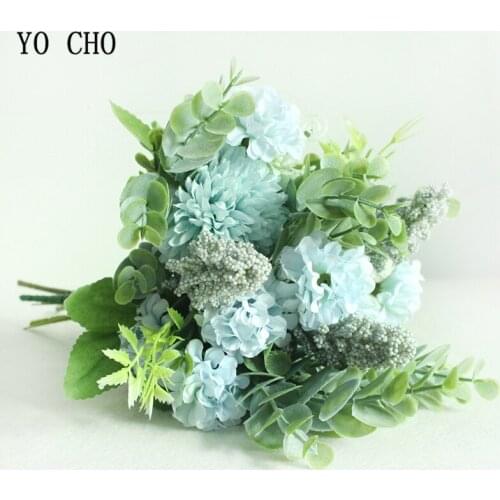 Forest Style Silk Chinese Cherry Apple Flower Bouquets Artificial Chrysanthemum Flower DIY Decoration Flower Artificial for Home