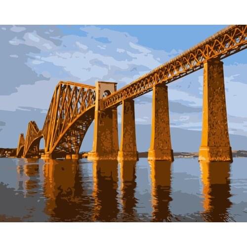 MaHuaf-j308 Scotland Edinburgh river railway bridge DIY coloring by numbers Wall decoration painting