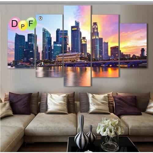 5 set the seaside city DIY square full Diamond Painting Embroidery Cross Stitch Rhinestone Mosaic Painting for Modern decor