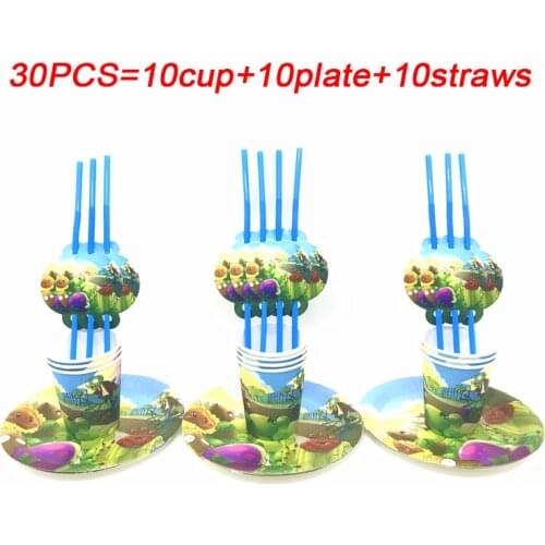 Cartoon Plants vs Zombies Theme Birthday Party Supplies Cup Plate Straws Kids Birthday Party Decoration Disposable Tableware Set