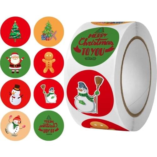 500pcs Merry Christmas Stickers Labels Roll Christmas Tags Xmas Decorative Cards Gift Boxes Envelope Candy Bag Sealing Stickers