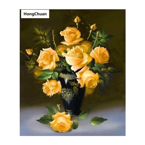 Fast delivery yellow rose mural 5D DIY round/square diamond painting embroiderymosaic cross stitch homedecoration new year gift