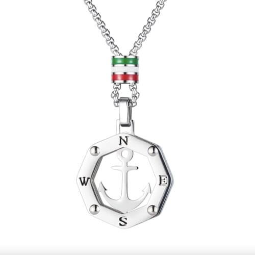 Stainless steel anchor pendant necklace mens boat sheep necklaces jewellery Gift For him with chain